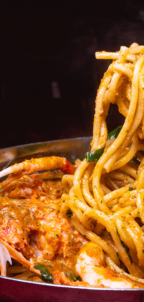 Freshly made Italian style face to face pairing with Mozambique crayfish and seafood broth