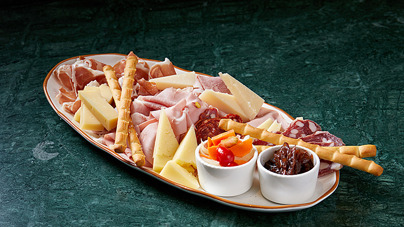 Selected Italian ham and cheese platter