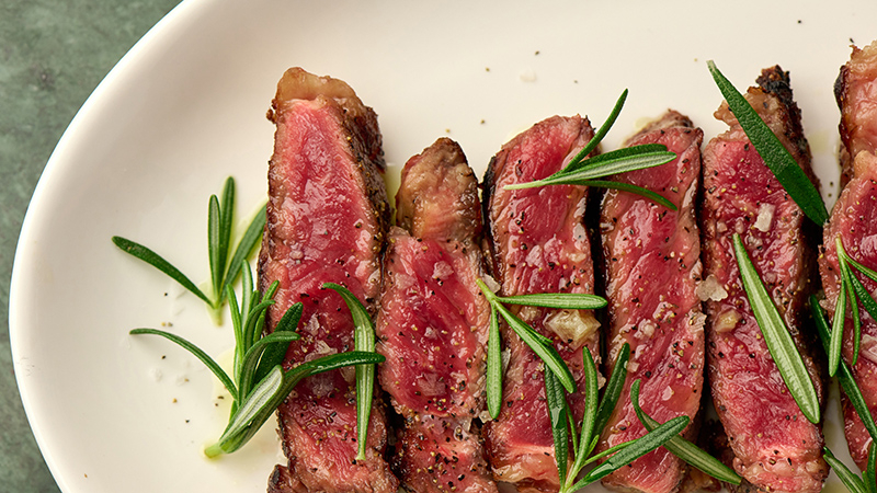 Grilled Australian M5 Wagyu smoked side belly steak
